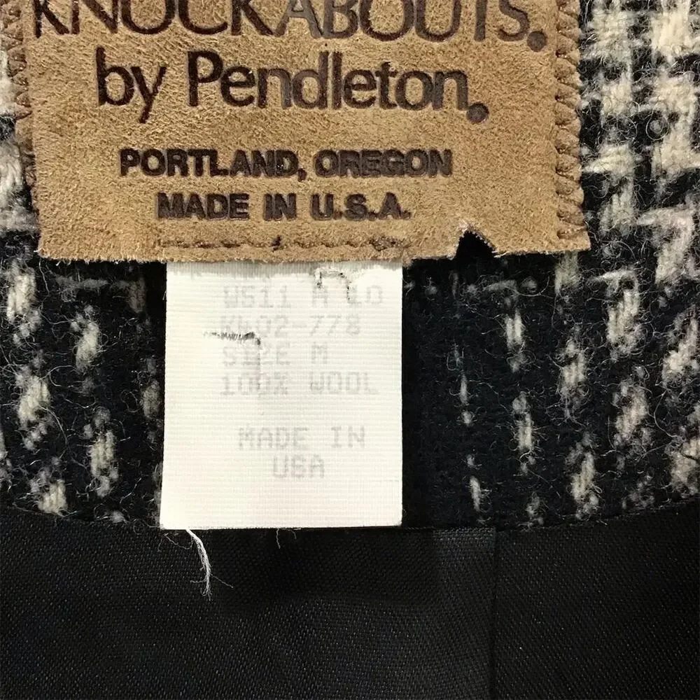 Pendleton‎ Knockabouts Vest Womens Medium Black Plaid Wool Button Fringe Vintage - Picture 5 of 6